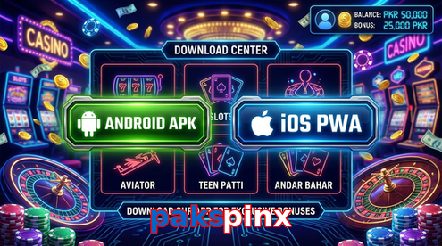 Main screen of Pakspinx download page for PK players