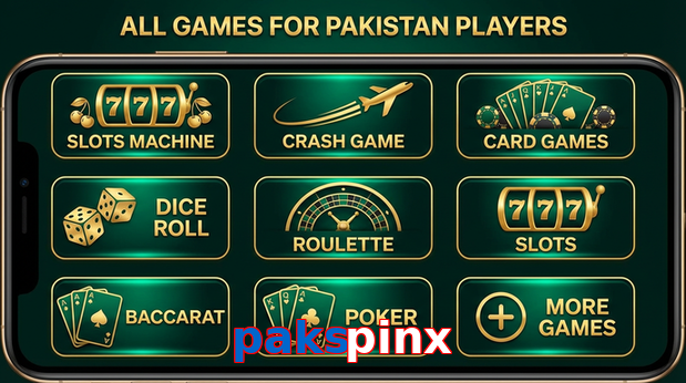 Main screen of Pakspinx games page for PK players