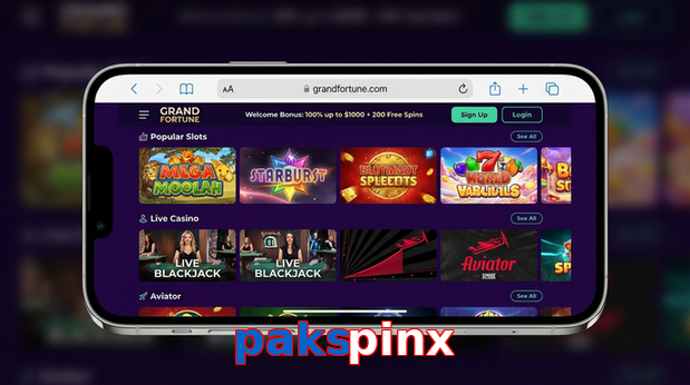 Main screen of Pakspinx ios page for PK players